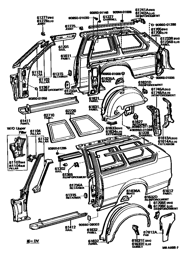 Toyota COROLLA 侧梁 EPC diagram — MBA688F