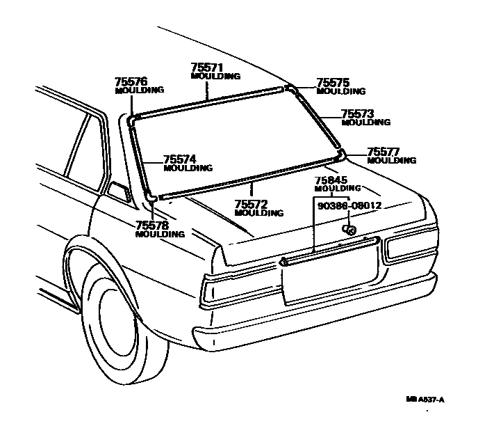 Toyota COROLLA 后防护条 EPC diagram — MBA537A