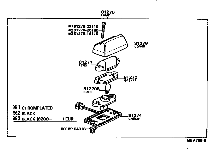 Toyota COROLLA 后牌照灯 EPC diagram — MEA768B
