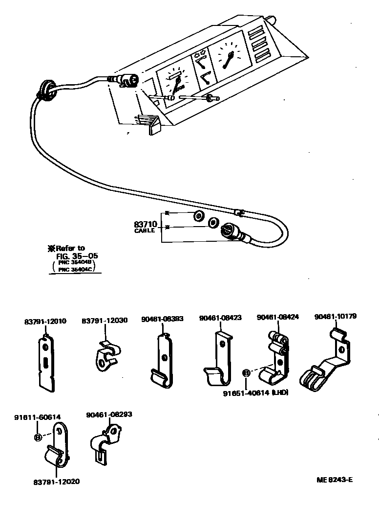 Toyota COROLLA 仪表 EPC diagram — ME8243E