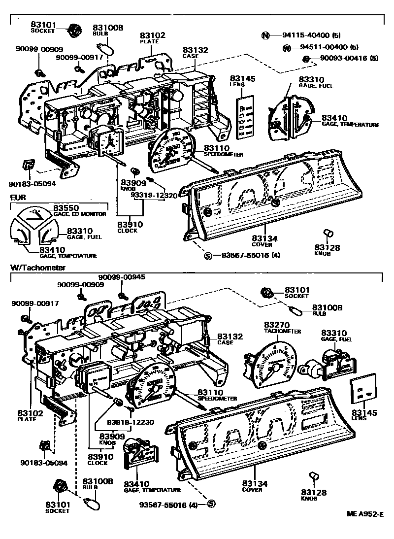 Toyota COROLLA 仪表 EPC diagram — MEA952E