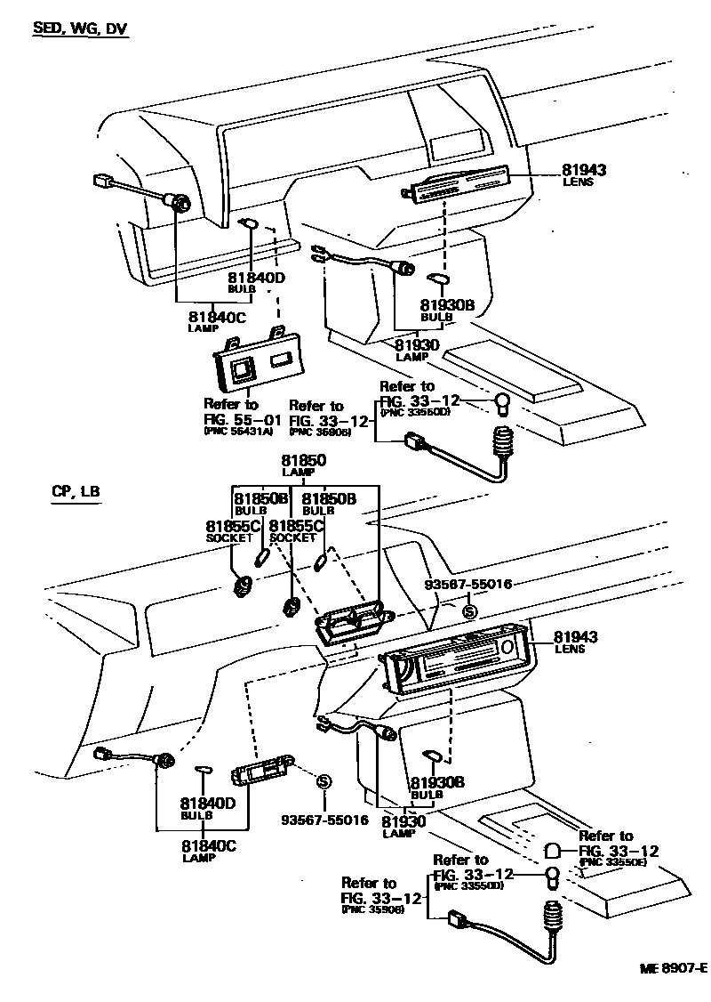 Toyota COROLLA indicator light EPC diagram — ME8907E