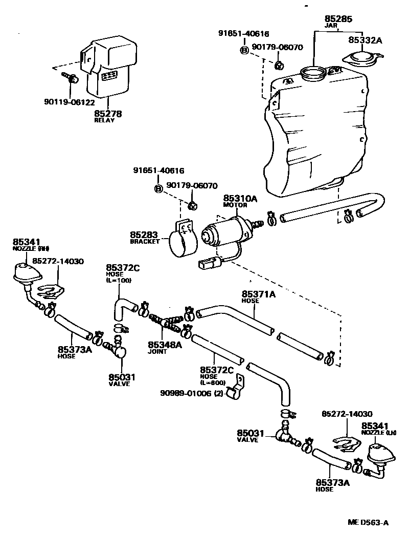 Toyota COROLLA 前大灯清洗器 EPC diagram — MED563A