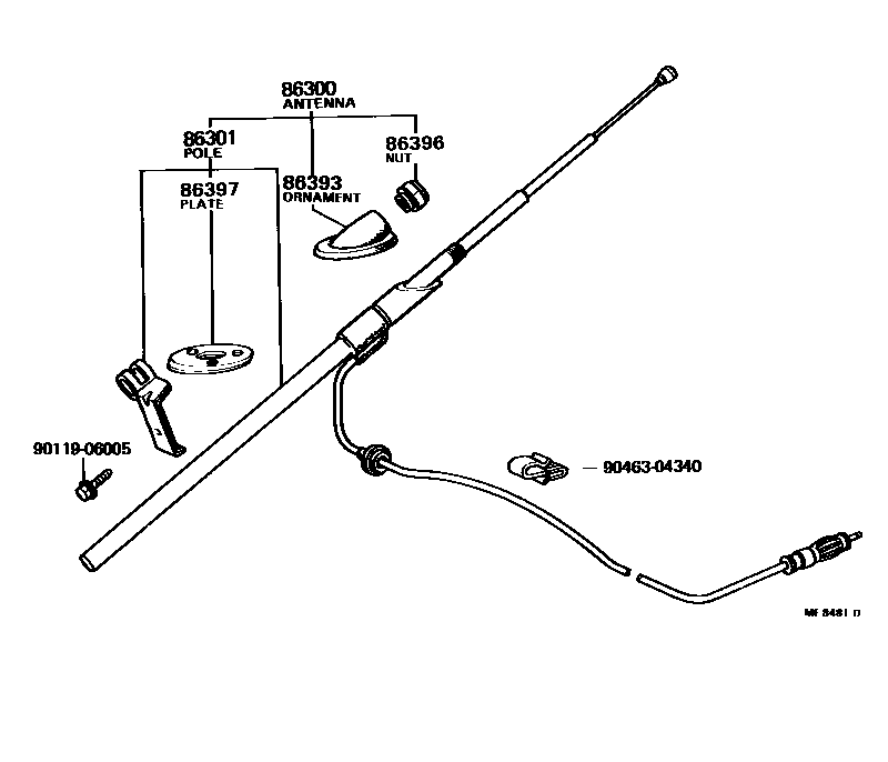Toyota COROLLA antenna EPC diagram — ME8481D
