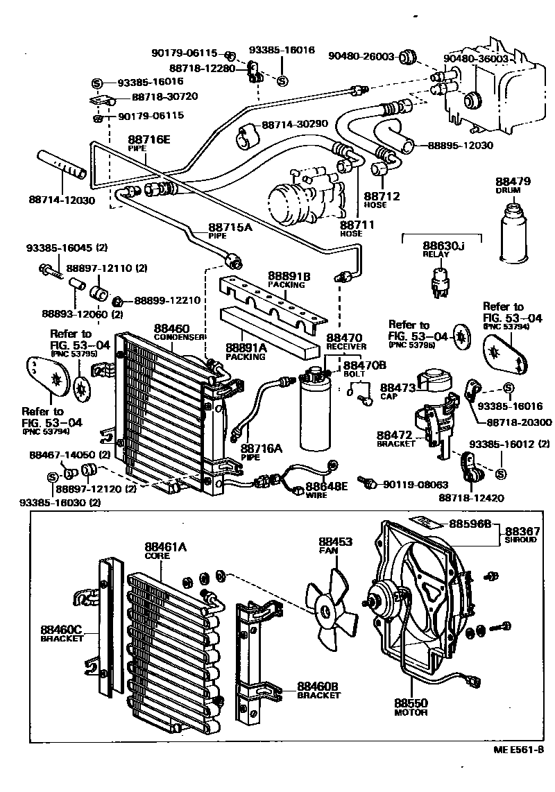 Toyota COROLLA Heating & Air Conditioning - Cooler Piping EPC diagram — MEE561B