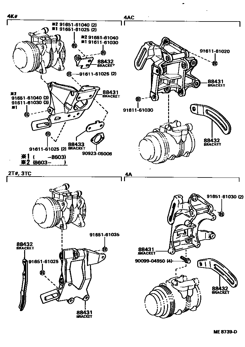 Toyota COROLLA Heating & Air Conditioning - Compressor EPC diagram — ME8739D