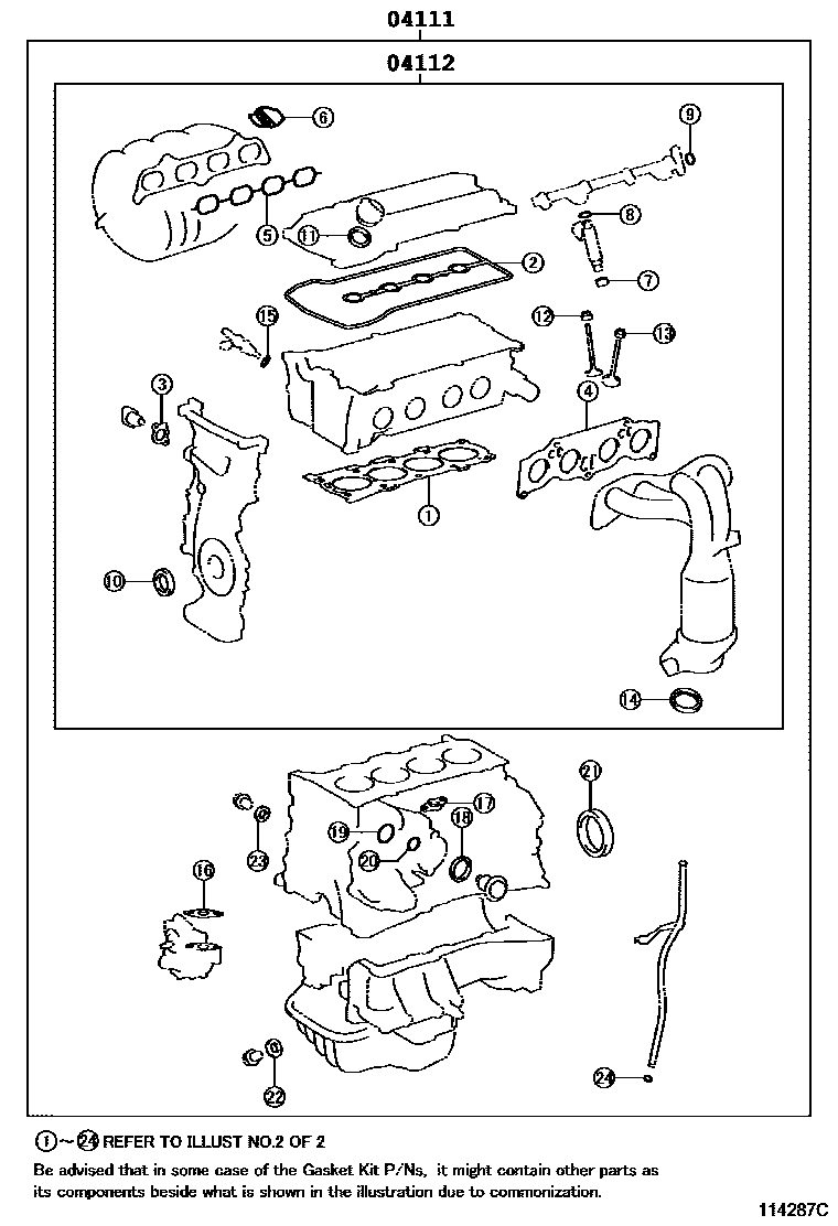 Toyota CAMRY Engine Overhaul Gasket Kit EPC diagram — 114287C
