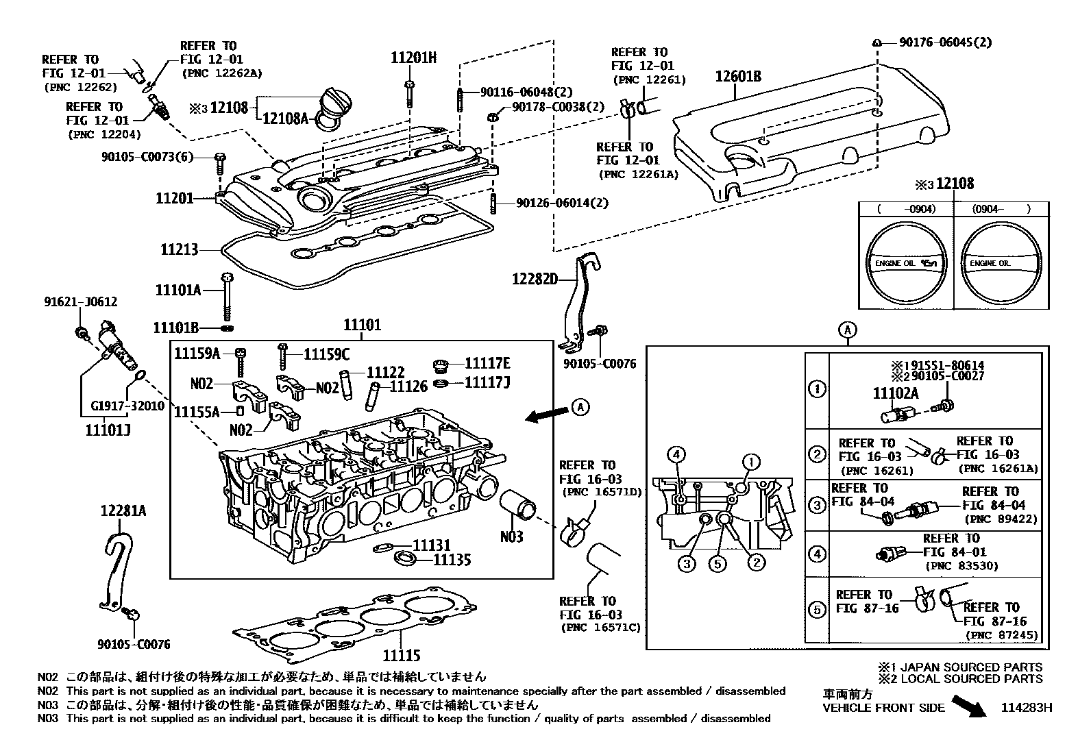 Toyota CAMRY Cylinder Head EPC diagram — 114283H