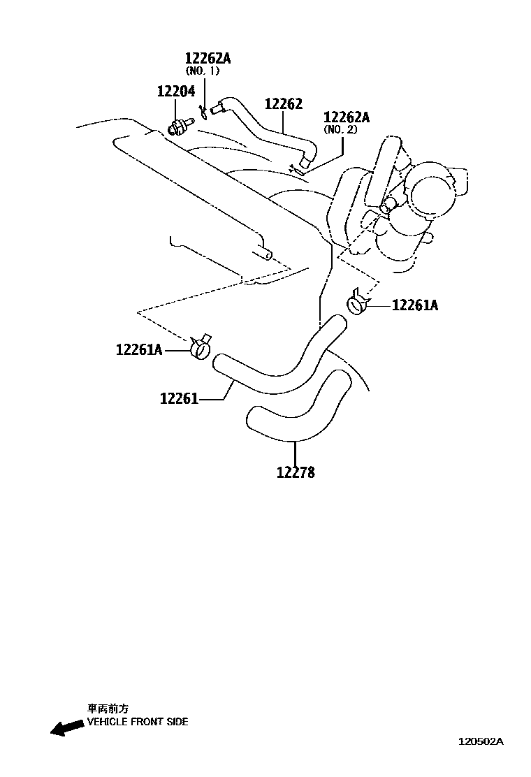 Toyota CAMRY Ventilation Hose EPC diagram — 120502A