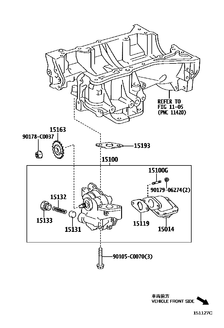 Toyota CAMRY Engine Oil Pump EPC diagram — 151127C