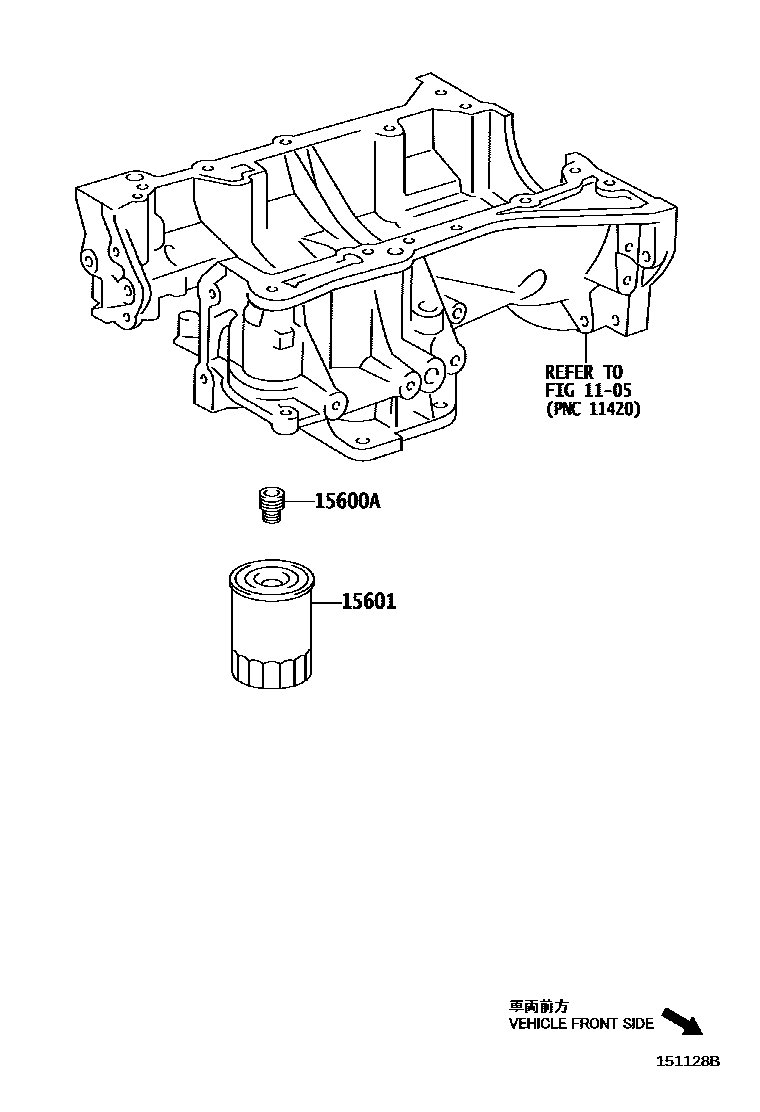 Toyota CAMRY Oil Filter EPC diagram — 151128B