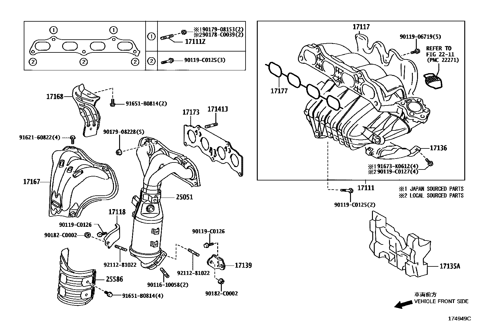 Toyota CAMRY Manifold EPC diagram — 174949C
