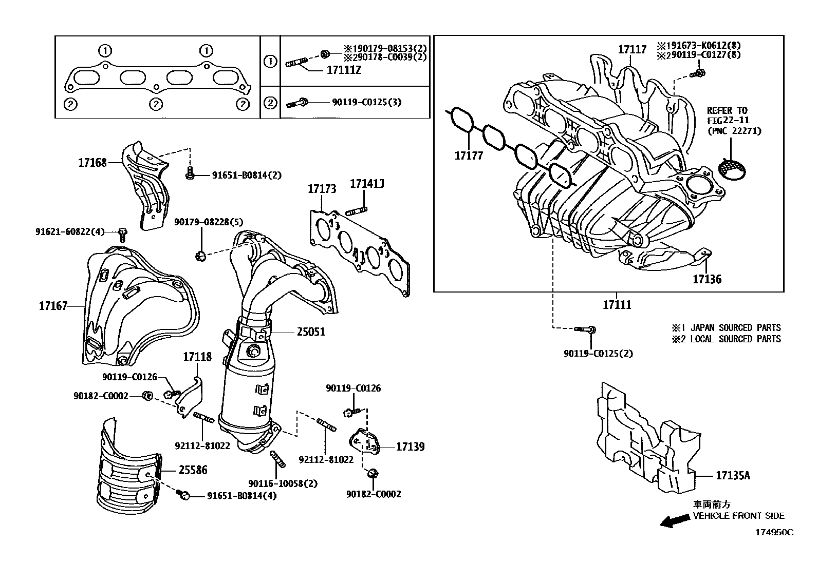 Toyota CAMRY Manifold EPC diagram — 174950C