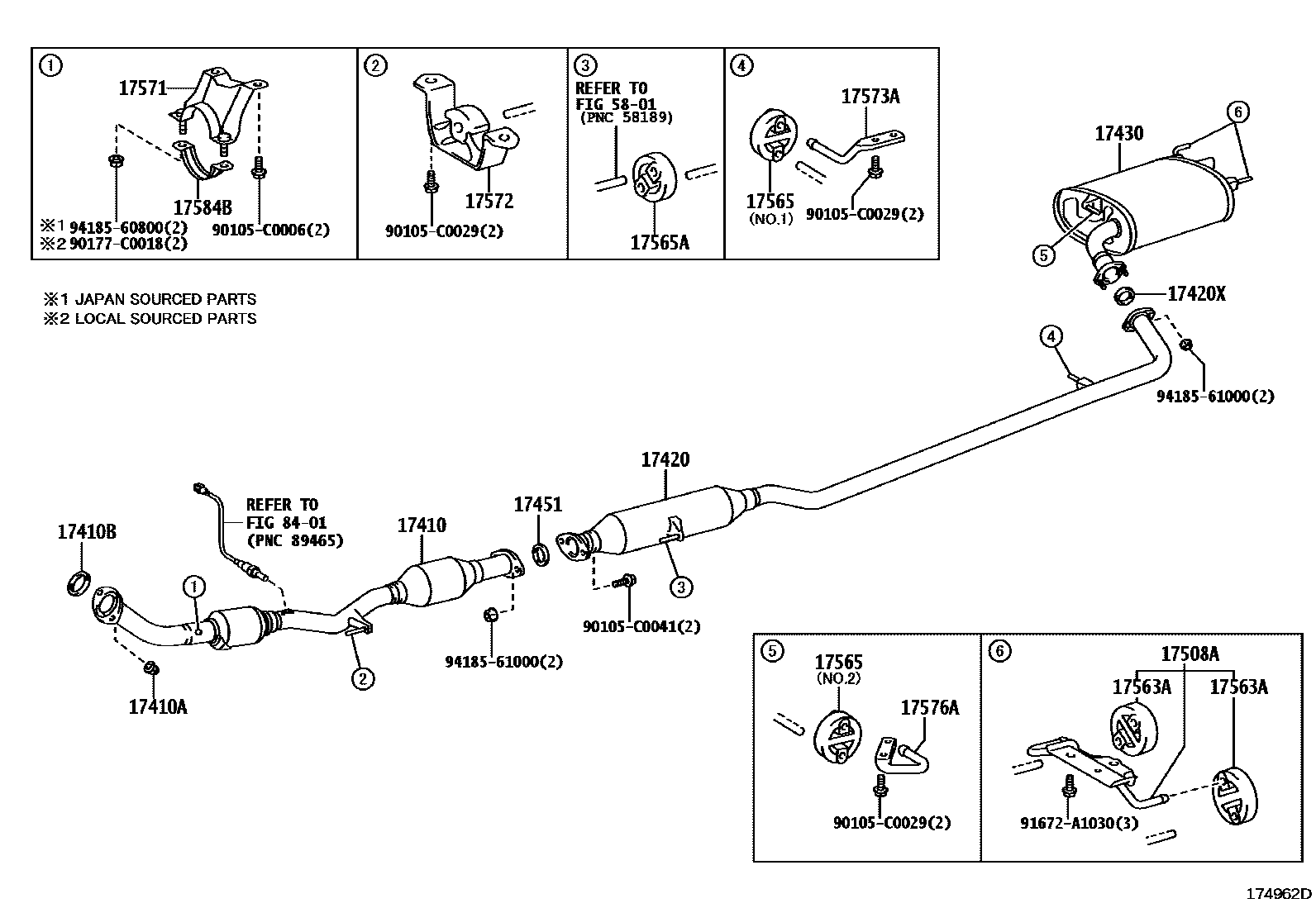 Toyota CAMRY Exhaust Pipe EPC diagram — 174962D