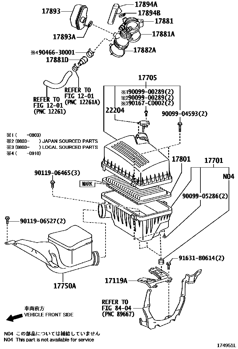 Toyota CAMRY Air Cleaner EPC diagram — 174951L