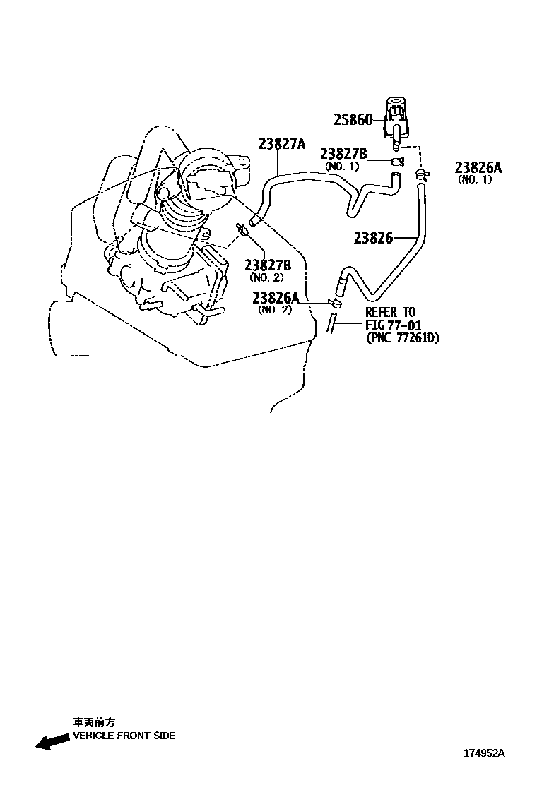 Toyota CAMRY vacuum tube EPC diagram — 174952A