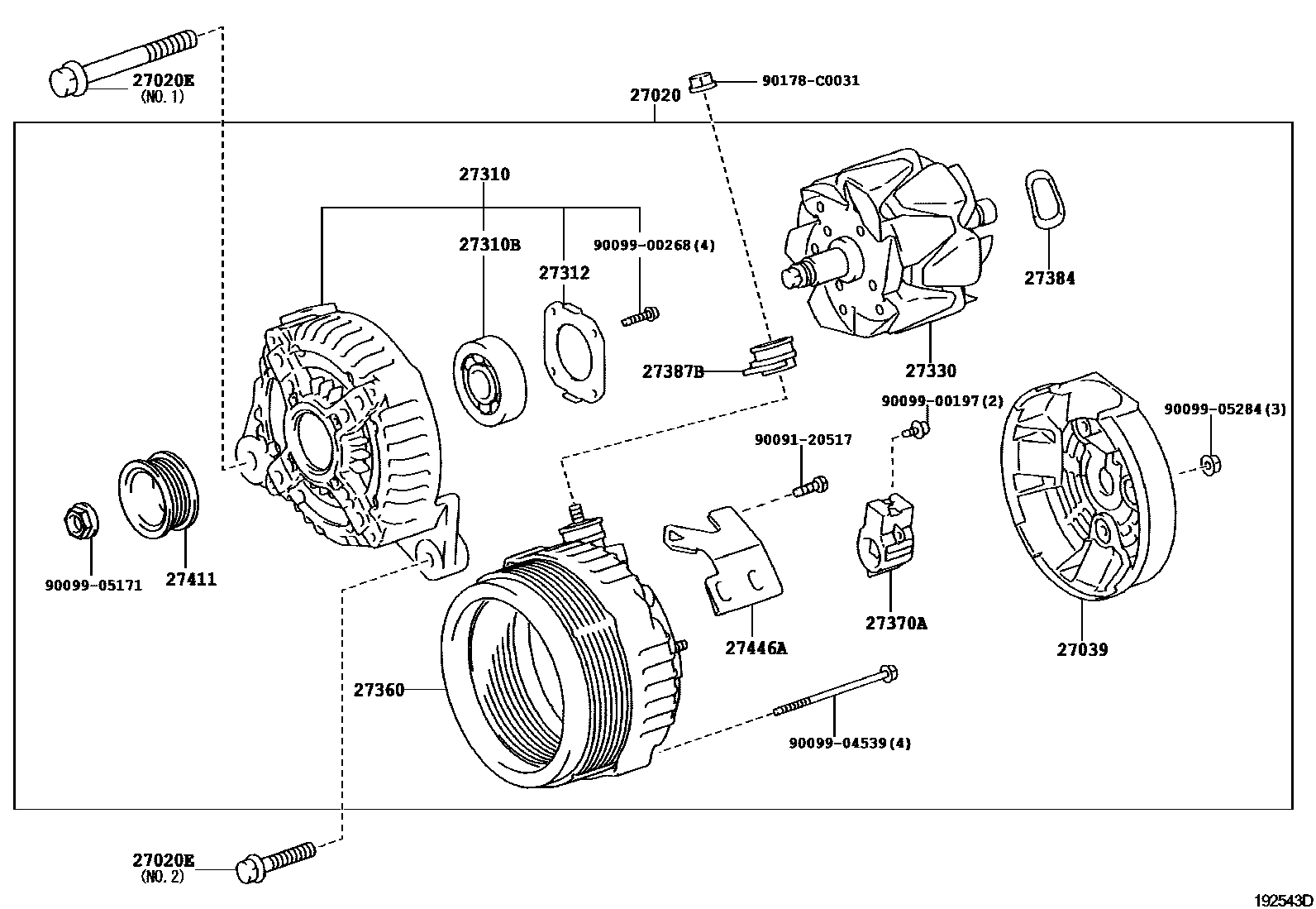 Toyota CAMRY Alternator EPC diagram — 192543D