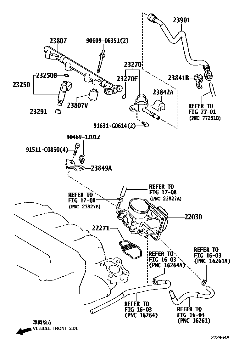 Toyota CAMRY 燃油喷射系统 EPC diagram — 222464A