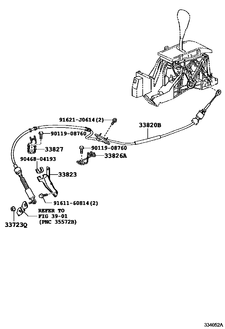 Toyota CAMRY Shift Lever & Retainer EPC diagram — 334052A