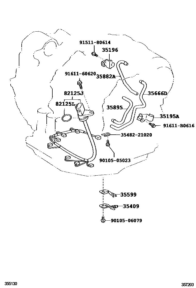 Toyota CAMRY 阀体和滤油网(ATM) EPC diagram — 357203