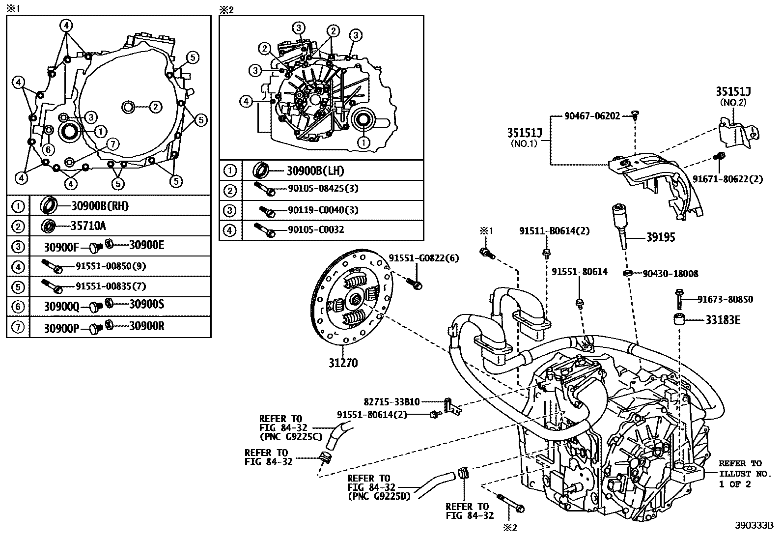 Toyota CAMRY 传动桥总成(HEV 或 BEV 或 FCEV) EPC diagram — 390333B
