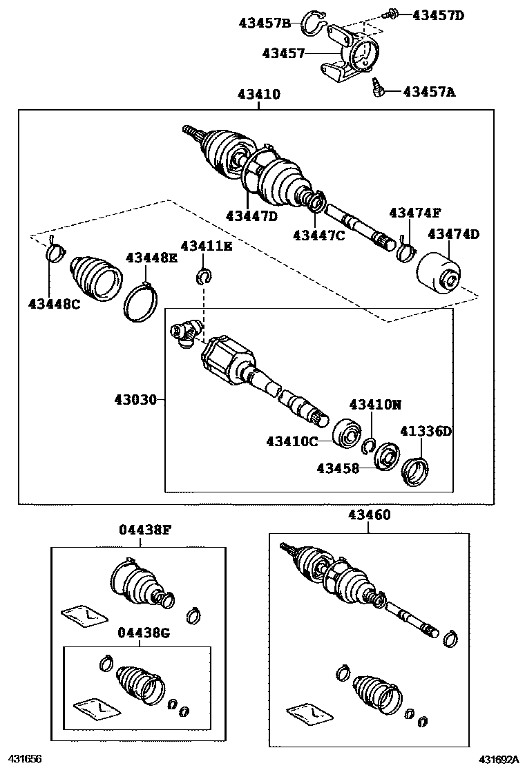 Toyota CAMRY Front Drive Shaft EPC diagram — 431692A