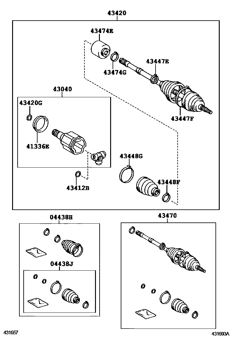 Toyota CAMRY Front Drive Shaft EPC diagram — 431693A