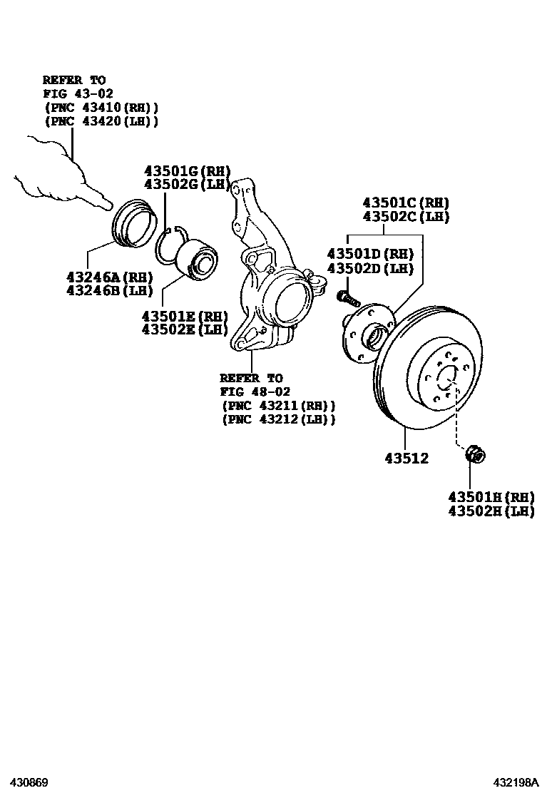 Toyota CAMRY Front Axle Hub EPC diagram — 432198A