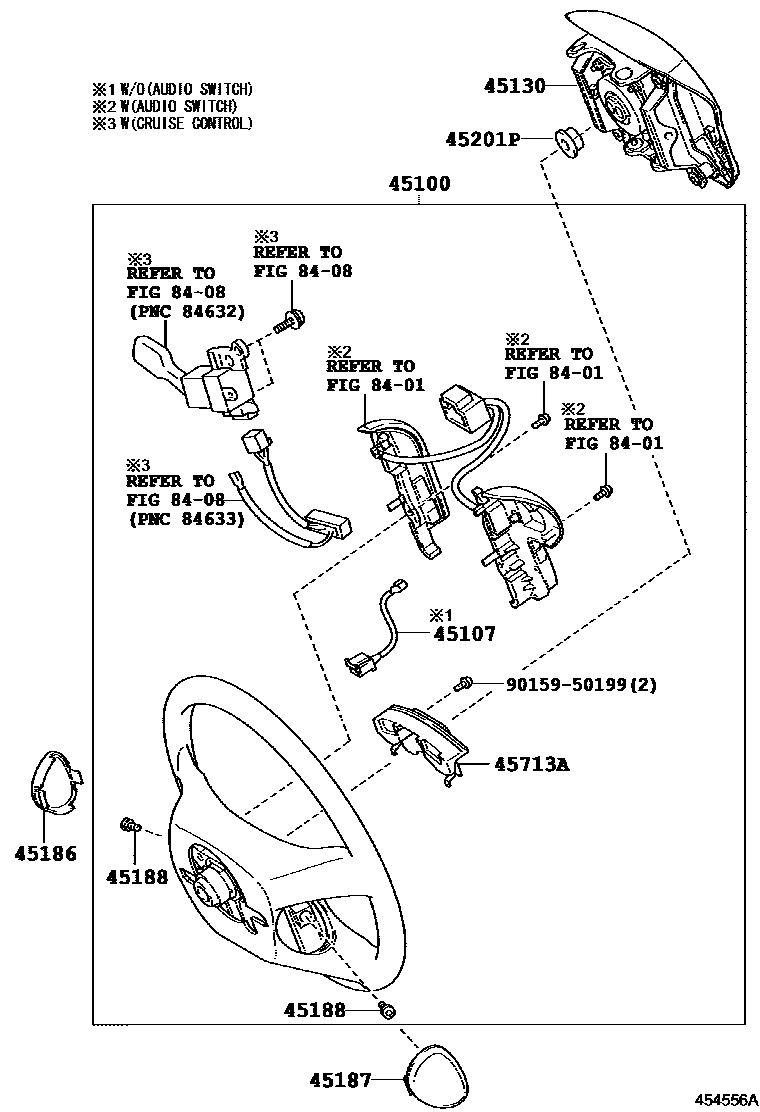 Toyota CAMRY Steering Wheel EPC diagram — 454556B