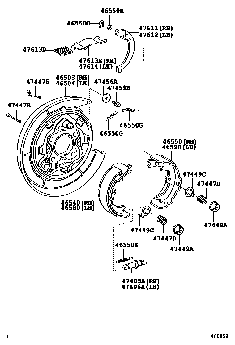Toyota CAMRY Parking Brake & Cable EPC diagram — 460859