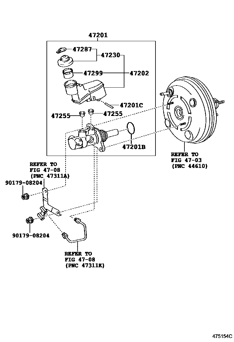 Toyota CAMRY 制动总泵 EPC diagram — 475154C