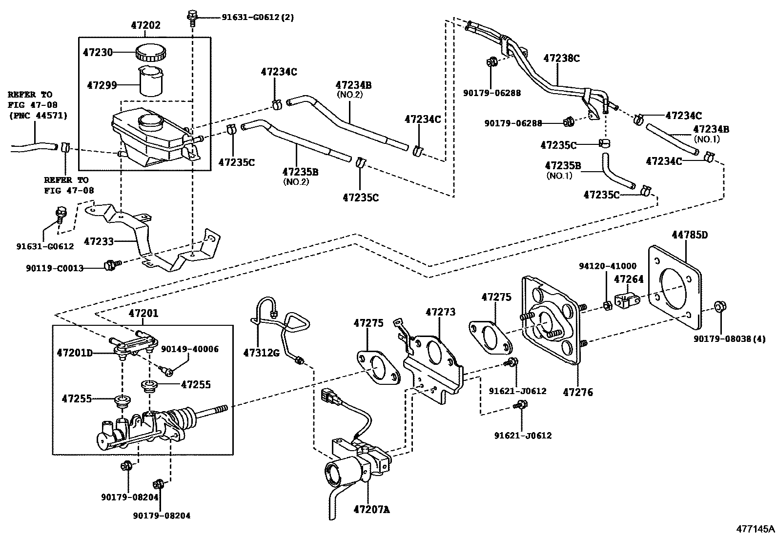 Toyota CAMRY 制动总泵 EPC diagram — 477145A