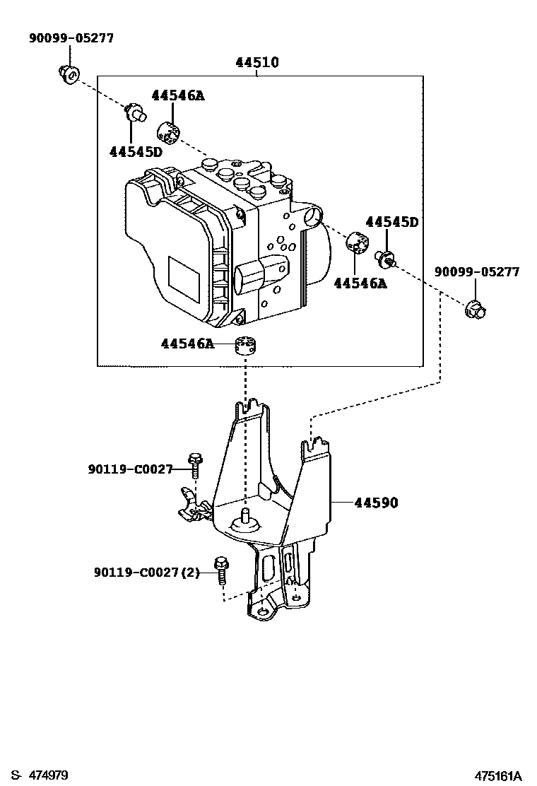 Toyota CAMRY 制动配管和卡箍 EPC diagram — 475161A