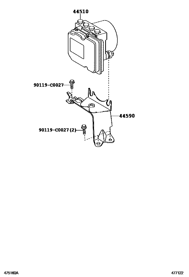 Toyota CAMRY 制动配管和卡箍 EPC diagram — 477122