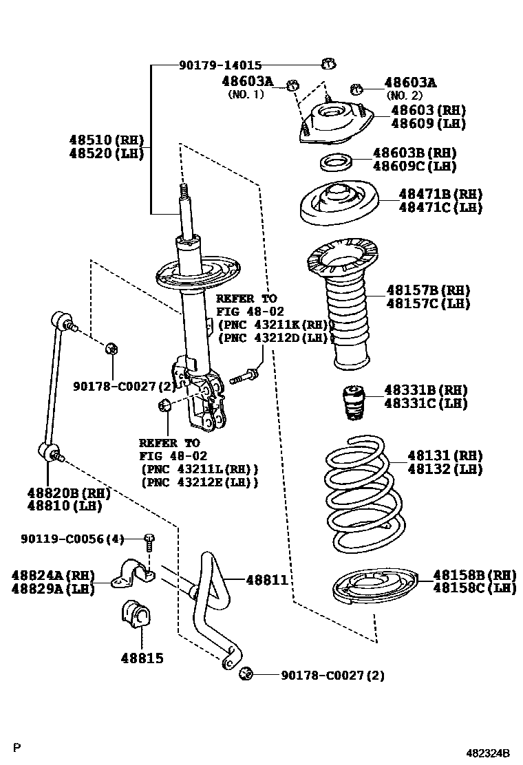 Toyota CAMRY Front Spring & Shock Absorber EPC diagram — 482324B