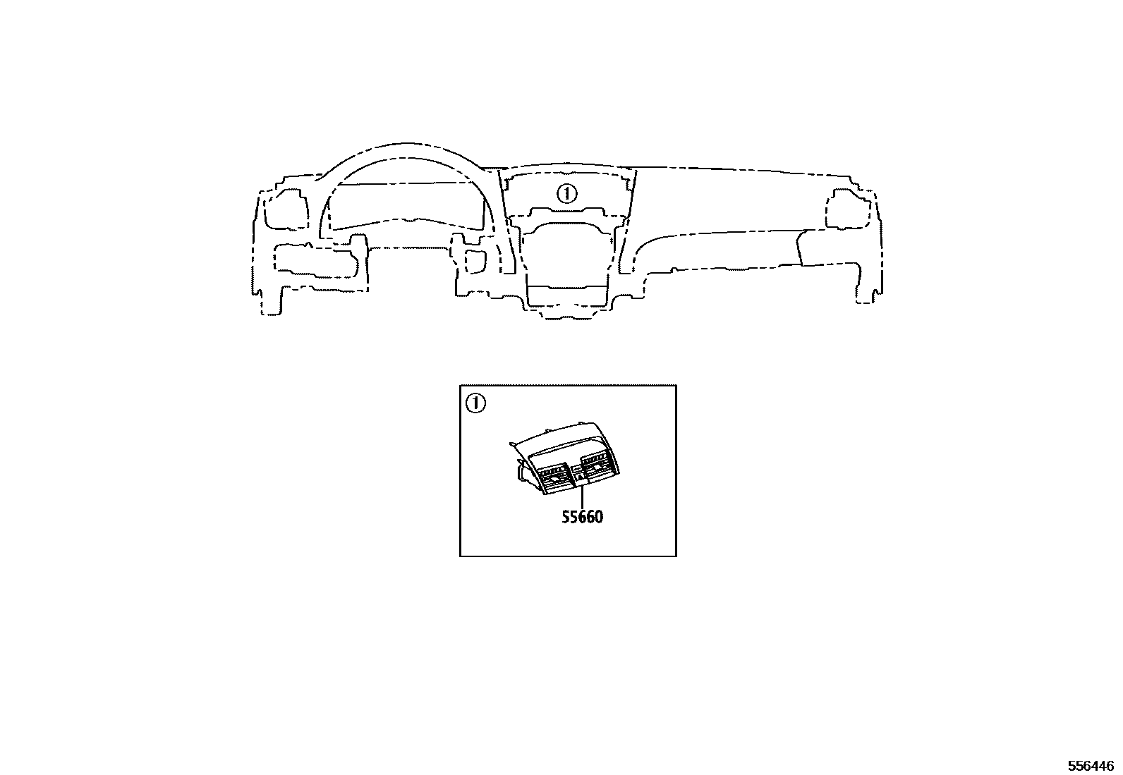 Toyota CAMRY 仪表板和手套箱 EPC diagram — 556446