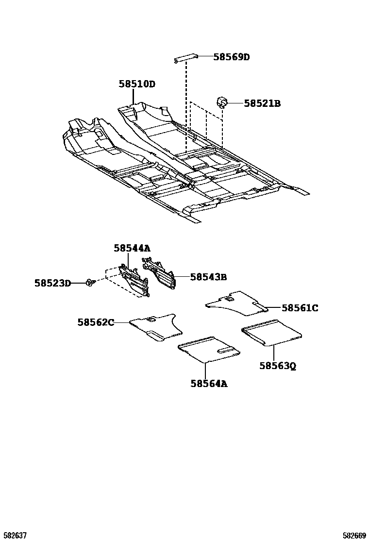 Toyota CAMRY 地板垫和地毯 EPC diagram — 582669