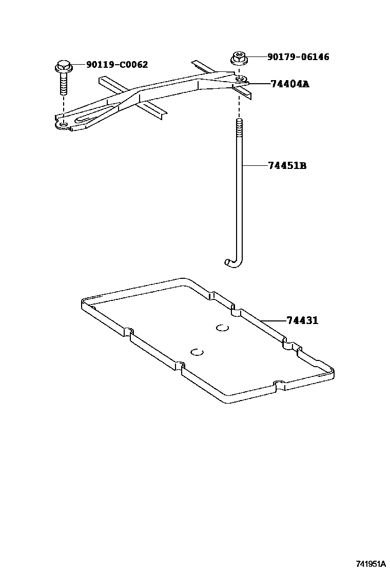 Toyota CAMRY battery holder EPC diagram — 741951A