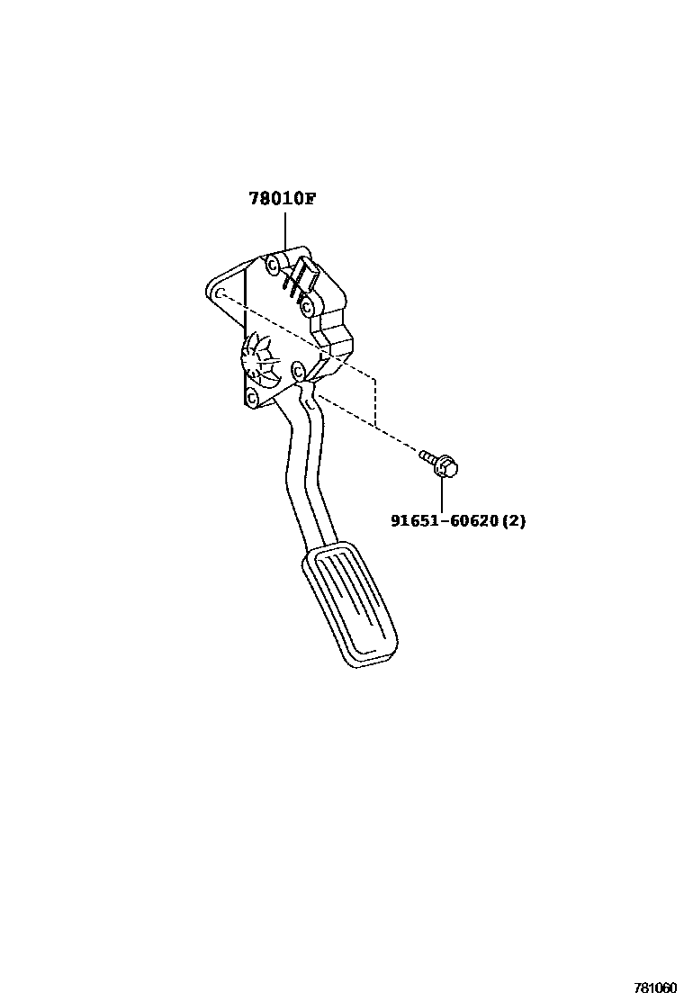 Toyota CAMRY accelerator pedal connecting rod EPC diagram — 781060