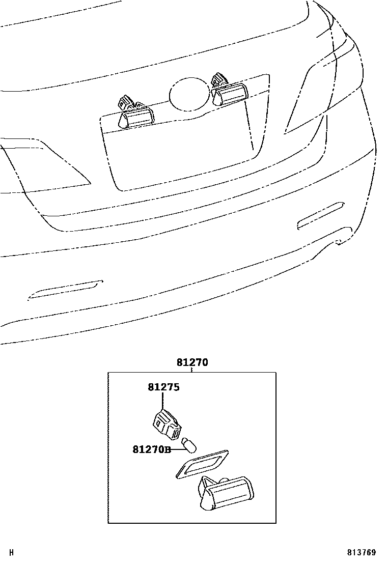 Toyota CAMRY 后牌照灯 EPC diagram — 813769