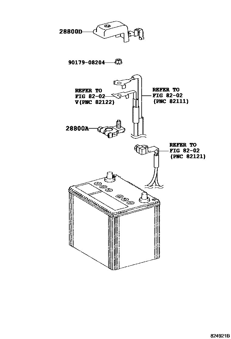 Toyota CAMRY 蓄电池和蓄电池电缆 EPC diagram — 824921B