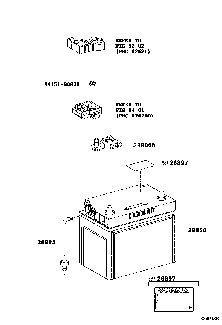 Toyota CAMRY 蓄电池和蓄电池电缆 EPC diagram — 826998B