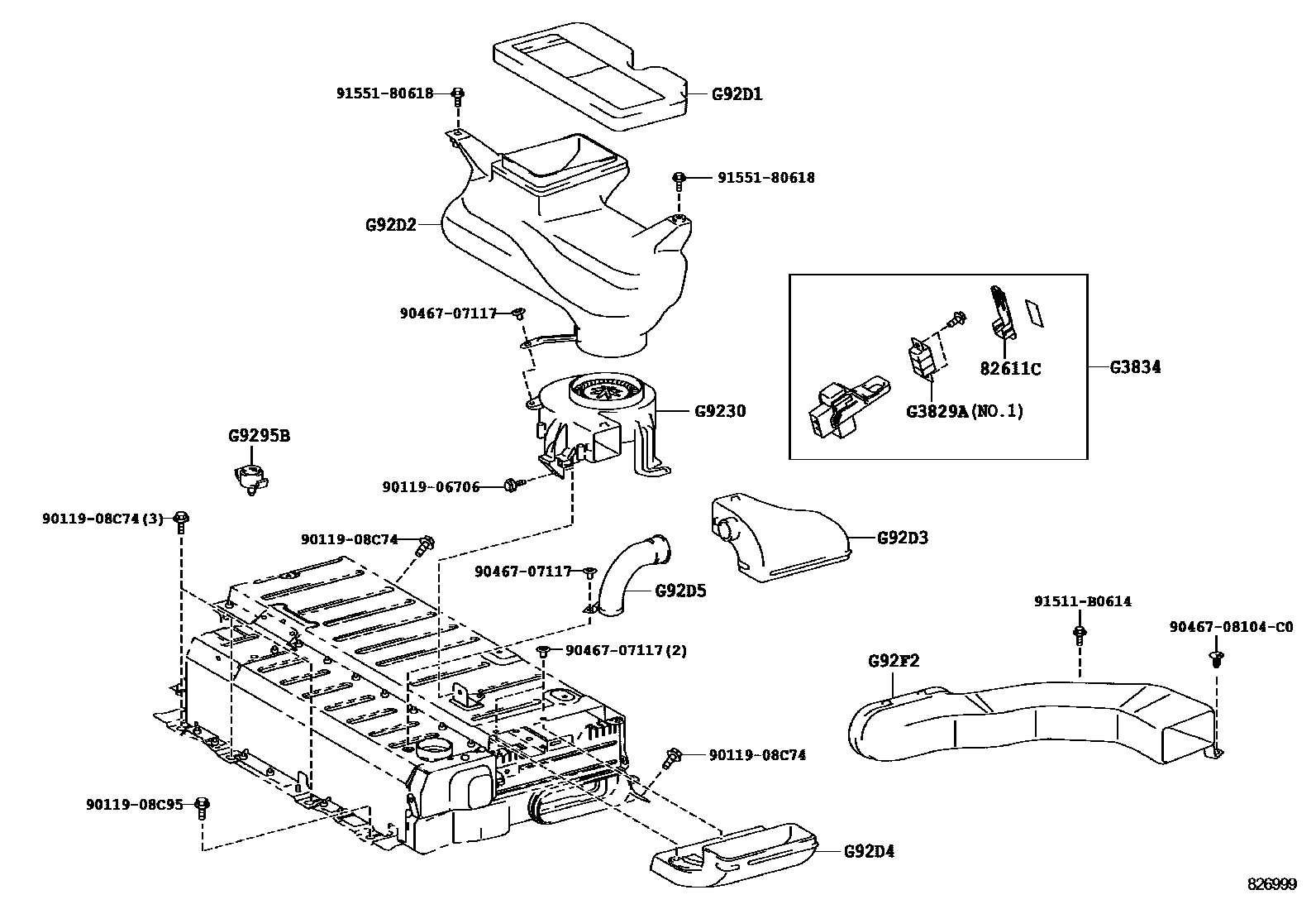 Toyota CAMRY 蓄电池和蓄电池电缆 EPC diagram — 826999