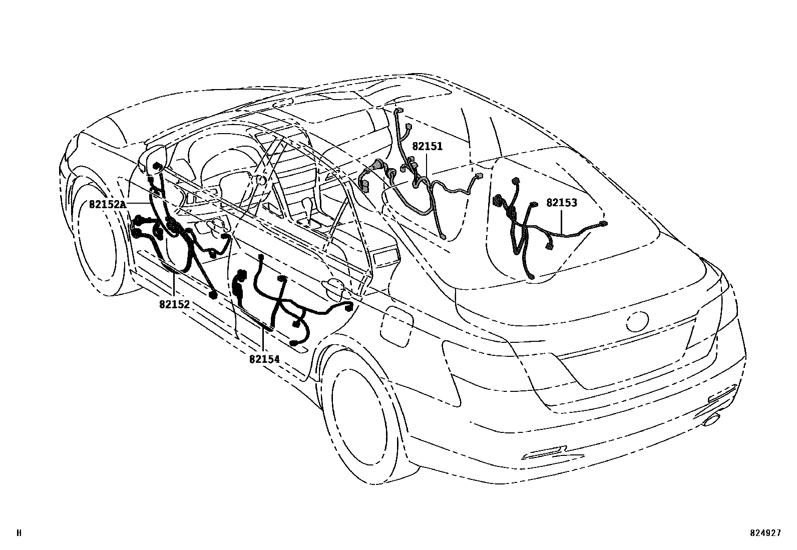 Toyota CAMRY 线束和卡夹 EPC diagram — 824927