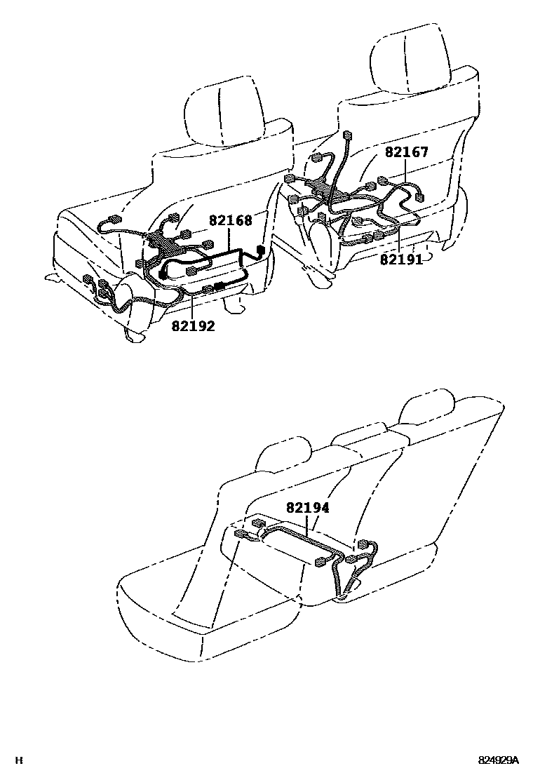 Toyota CAMRY 线束和卡夹 EPC diagram — 824929A