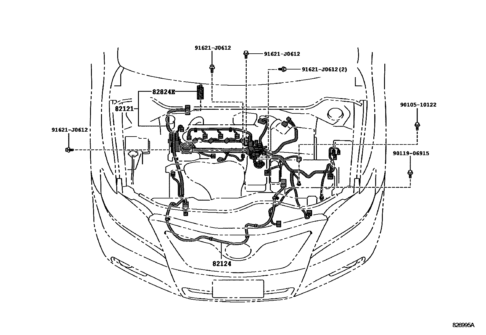 Toyota CAMRY 线束和卡夹 EPC diagram — 826995A