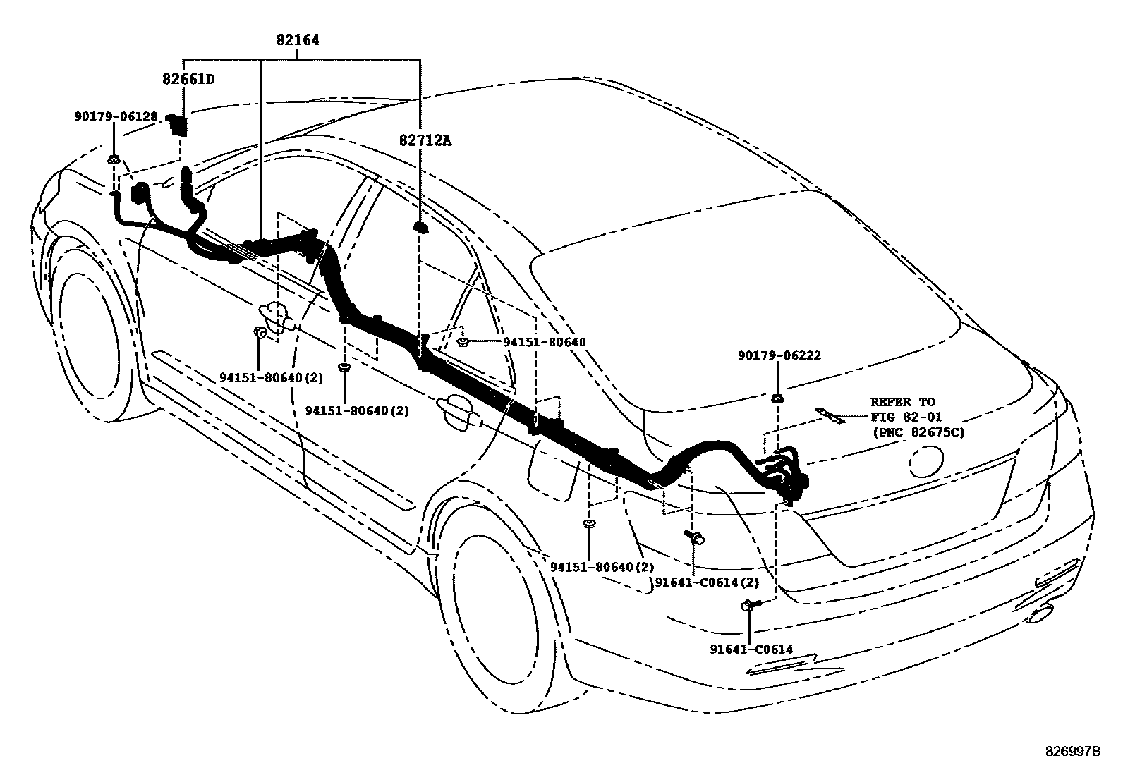 Toyota CAMRY 线束和卡夹 EPC diagram — 826997B
