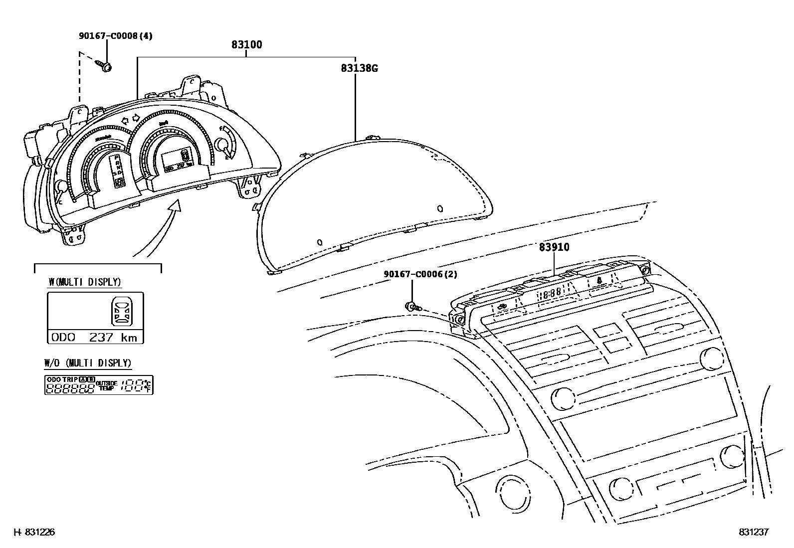 Toyota CAMRY 仪表 EPC diagram — 831237