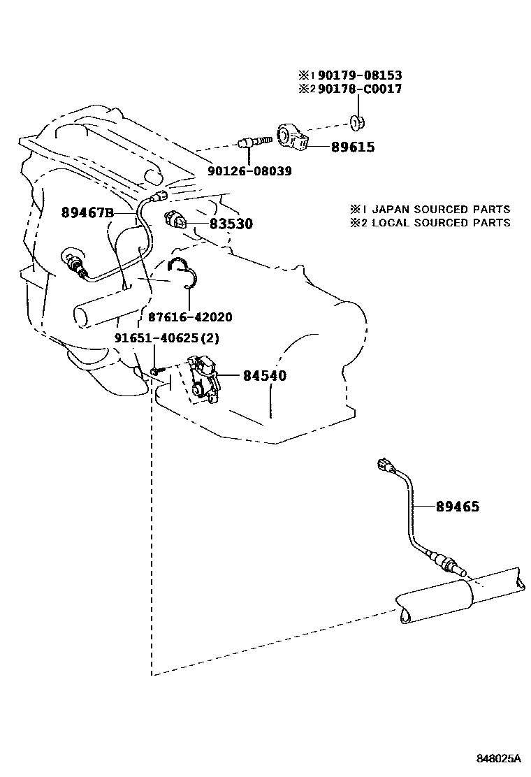 Toyota CAMRY 开关和继电器和ECU EPC diagram — 848025A
