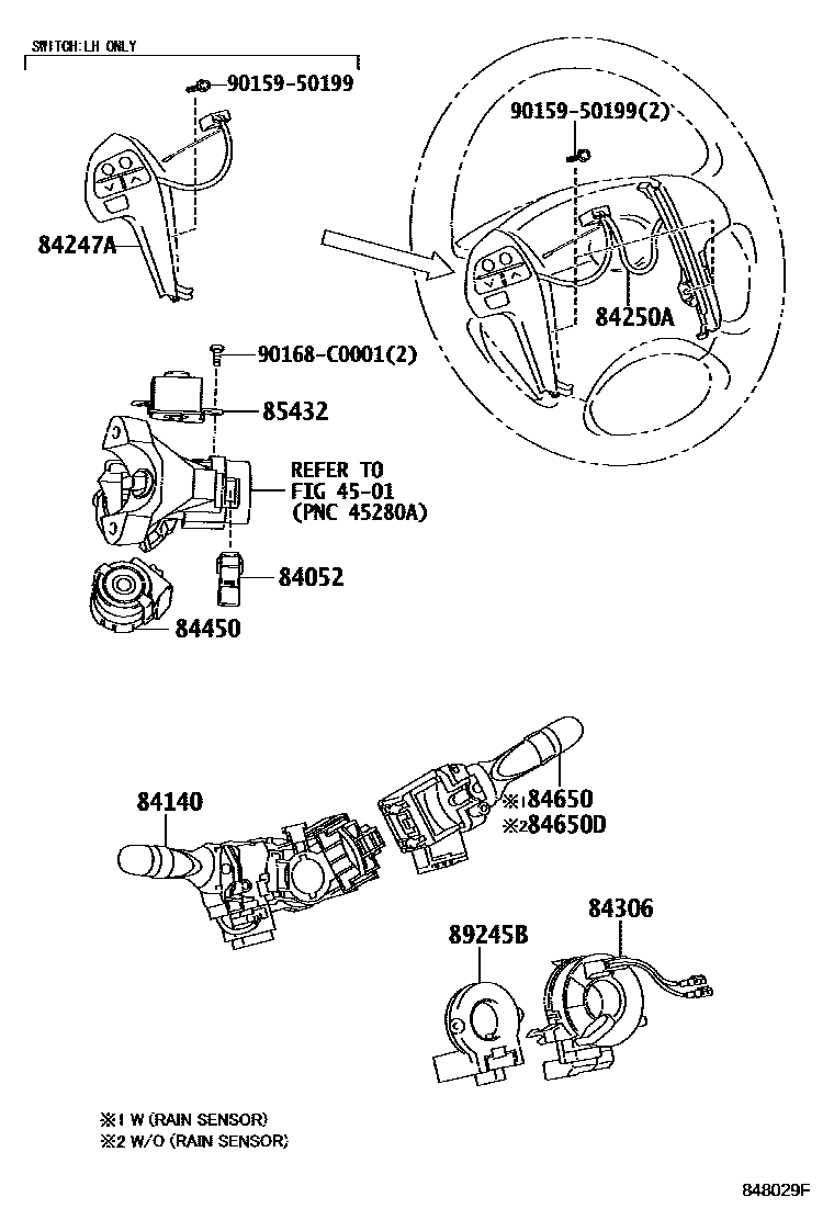 Toyota CAMRY 开关和继电器和ECU EPC diagram — 848029F